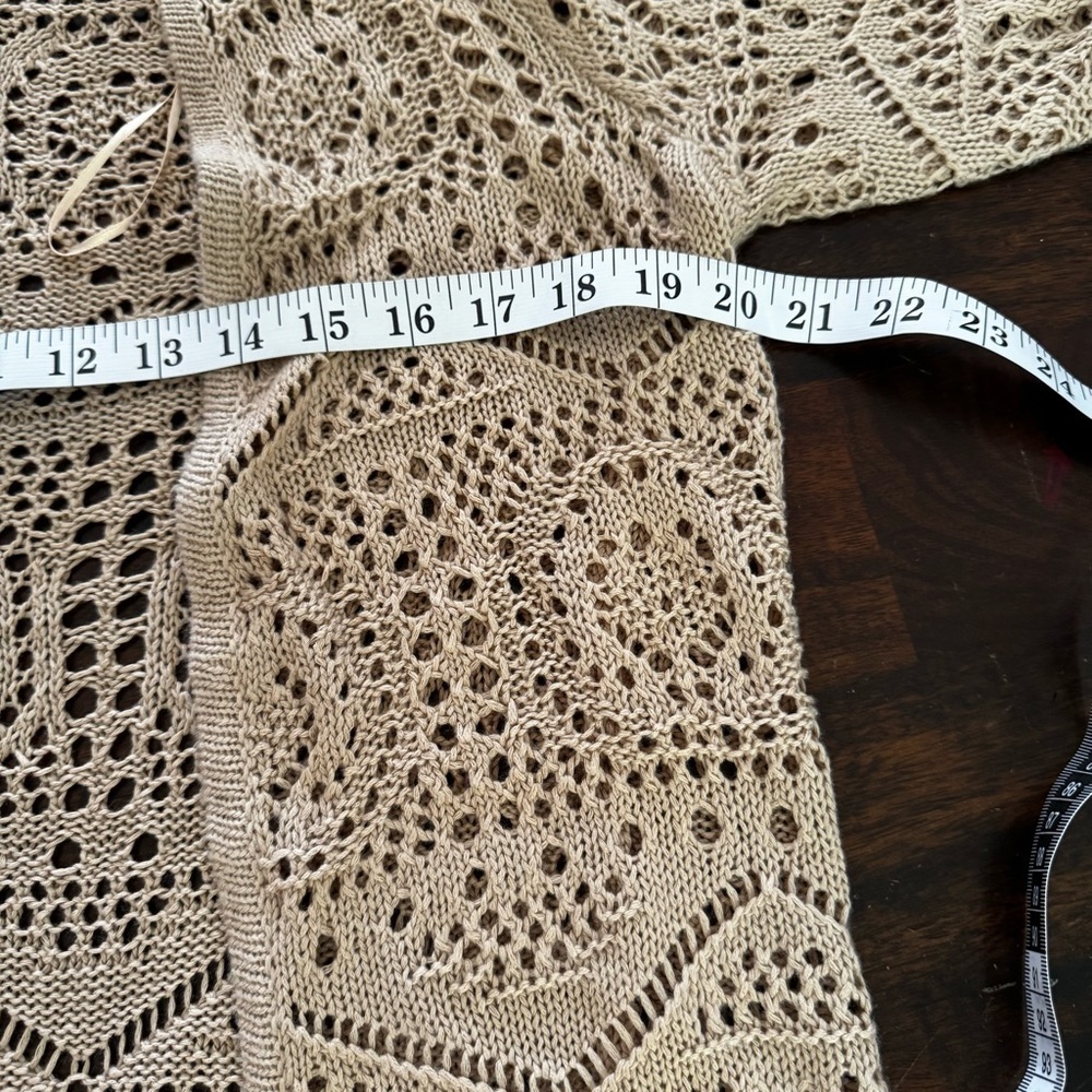 Chelsea & Theodore Open Knit Crochet Longline Open Front Duster Cardigan Sz S - Picture 10 of 10